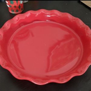 Brand New Porcelain Round Pie Plate Dish with Ruffled Edge for Dinner Dessert